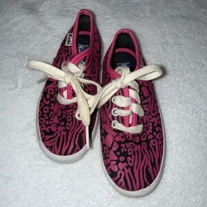 Keds kids size 9T black pink jungle print shoes